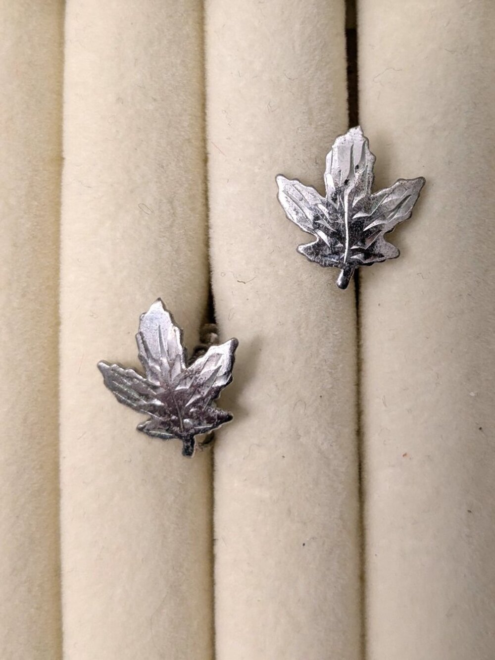 Vintage BMCO Sterling Maple Leaf Screw Back Earrings